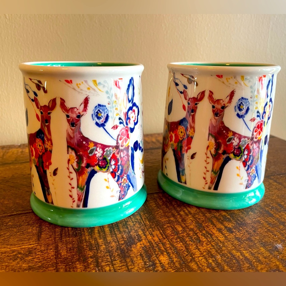 Anthropologie Folklore Fawns Coffee Mug